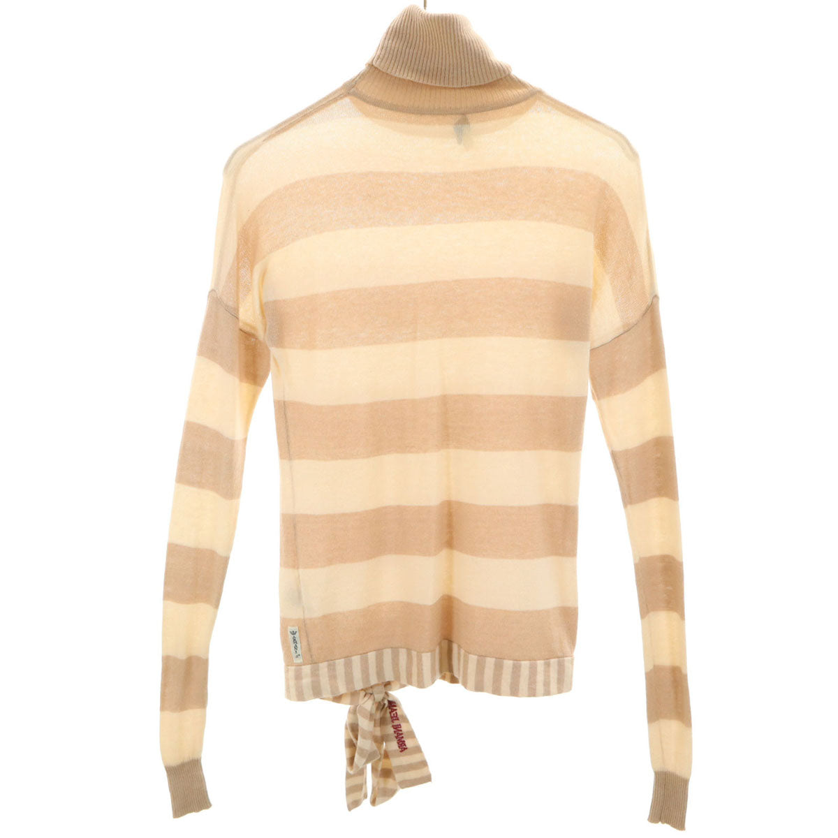 ARMANI JEANS アルマーニジーンズ カシミヤブレンド ボーダー柄 長袖 タートルネック セーター 38 ベージュ ニット レディース