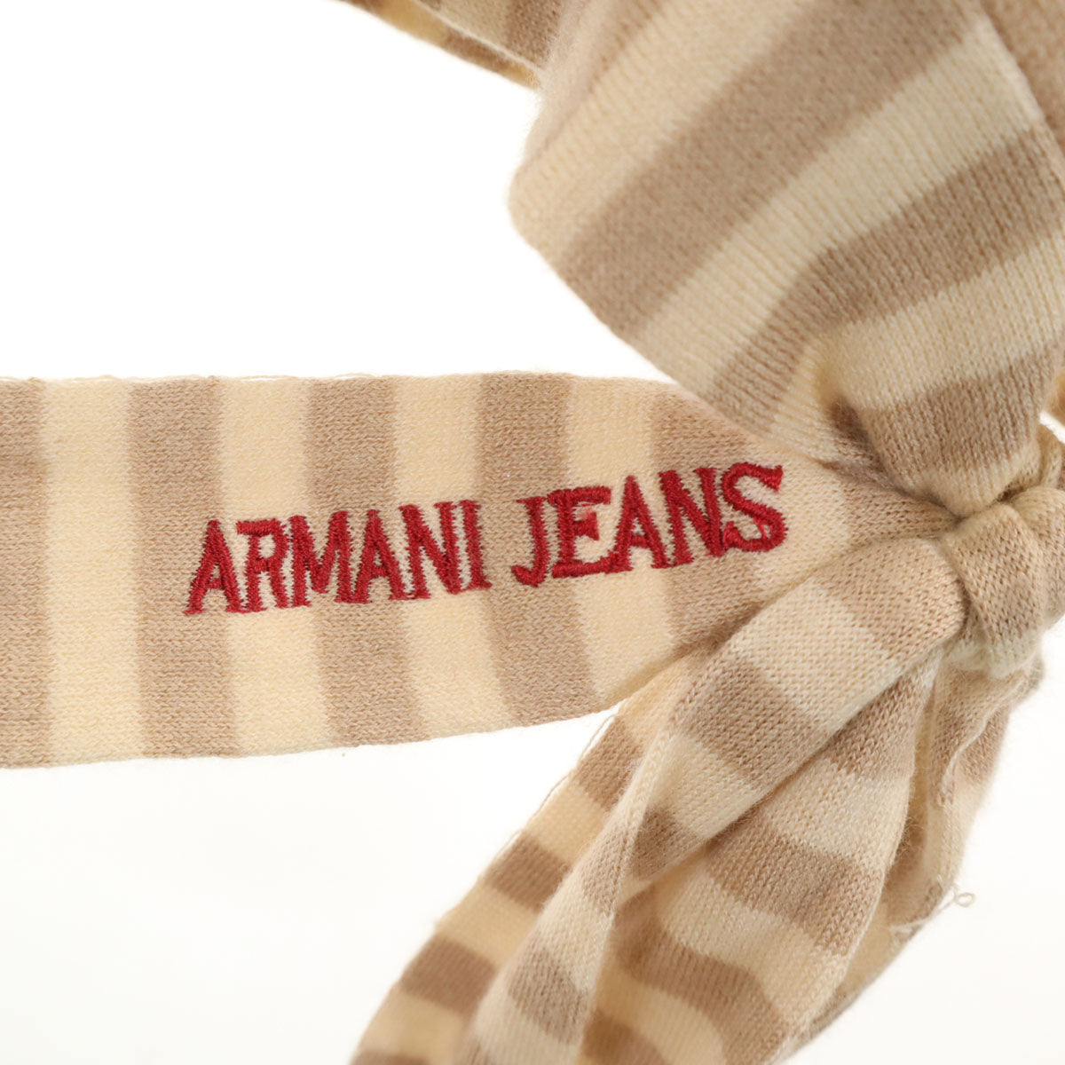 ARMANI JEANS アルマーニジーンズ カシミヤブレンド ボーダー柄 長袖 タートルネック セーター 38 ベージュ ニット レディース