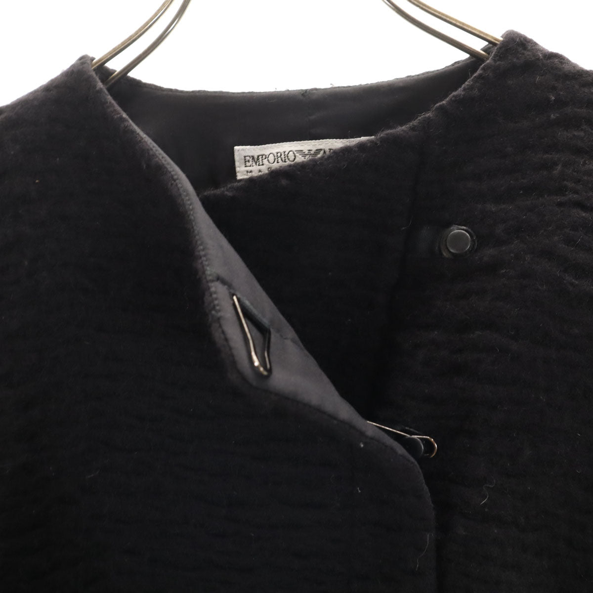 Emporio Armani エンポリオアルマーニ 90s イタリア製 オールド ノーカラージャケット 40 ブラック レディース