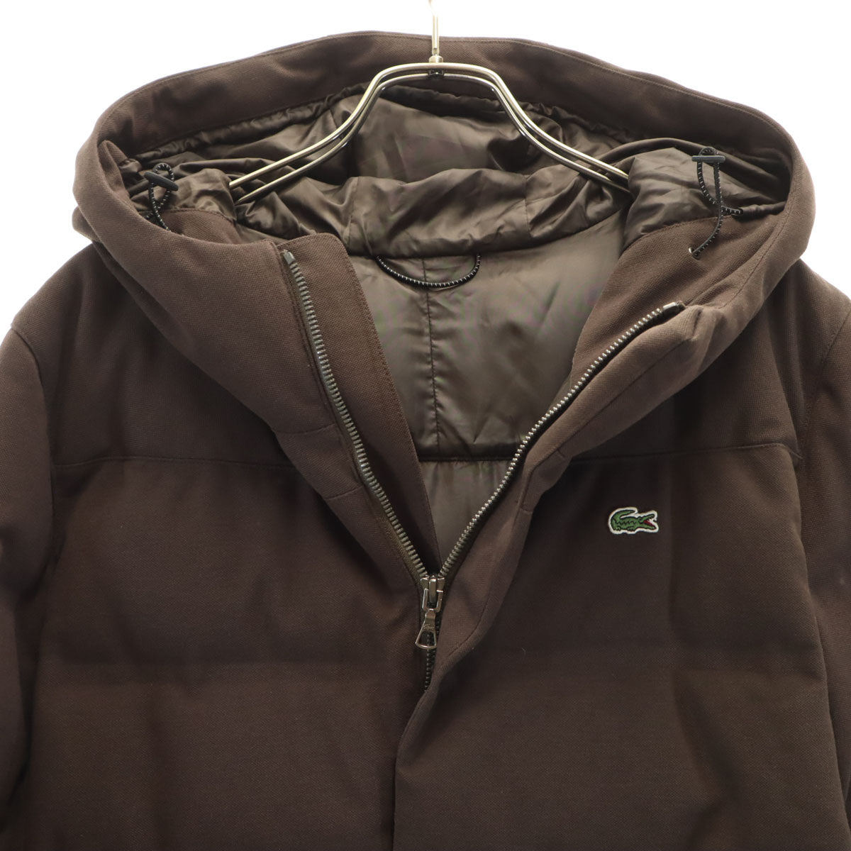 LACOSTE ラコステ ピケ ダウンジャケット XS ブラウン メンズ