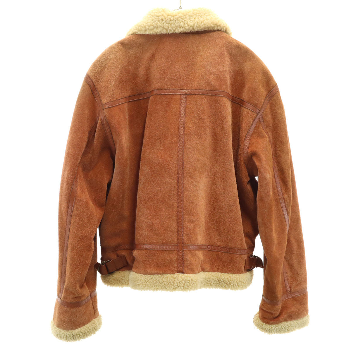 NEXT STAGE ネクストステージ 牛革 フェイク ムートンジャケット L ブラウン 中綿 裏ボア ボマー メンズ