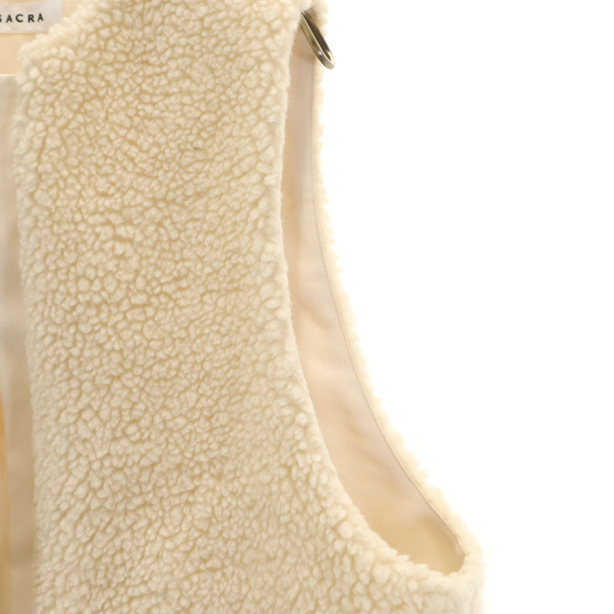 美品 sacra サクラ 日本製 ボア ベスト 38 アイボリー レディース