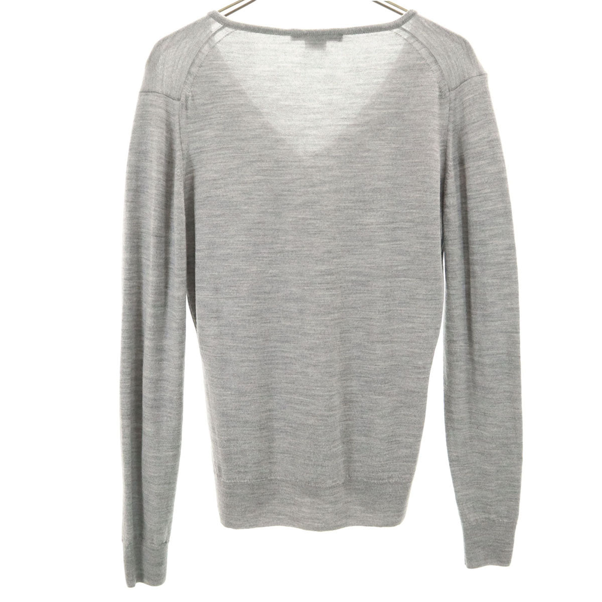 JOHN SMEDLEY ジョンスメドレー イングランド製 長袖 Vネック ニット S グレー セーター レディース