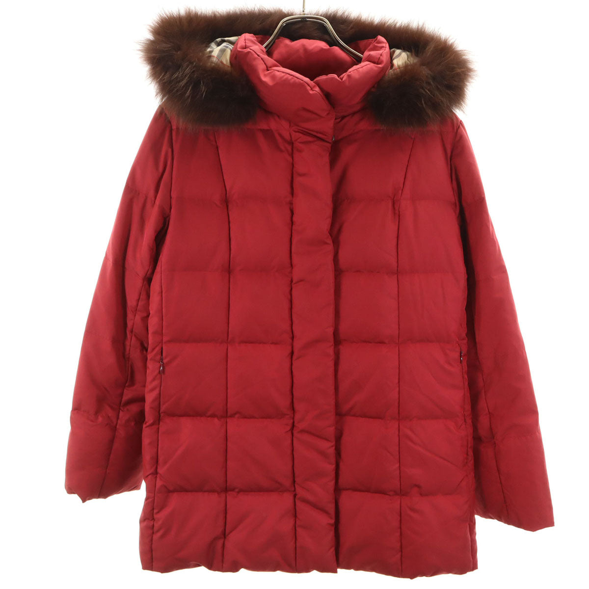 BURBERRY LONDON バーバリーロンドン ダウンジャケット 9 レッド フォックスファー付き 三陽商会 レディース