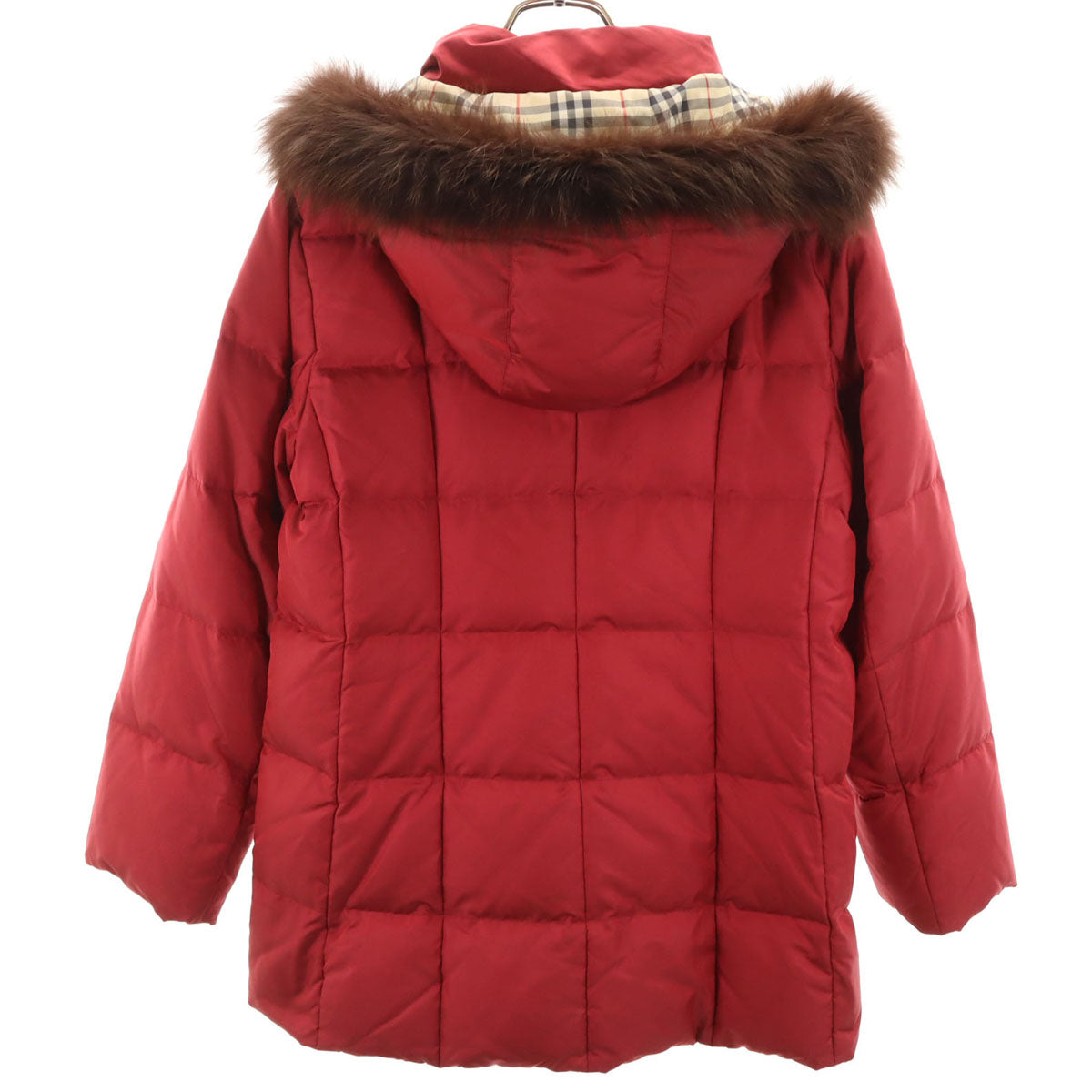 BURBERRY LONDON バーバリーロンドン ダウンジャケット 9 レッド フォックスファー付き 三陽商会 レディース