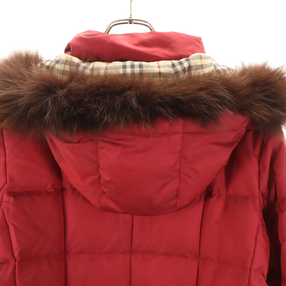 BURBERRY LONDON バーバリーロンドン ダウンジャケット 9 レッド フォックスファー付き 三陽商会 レディース