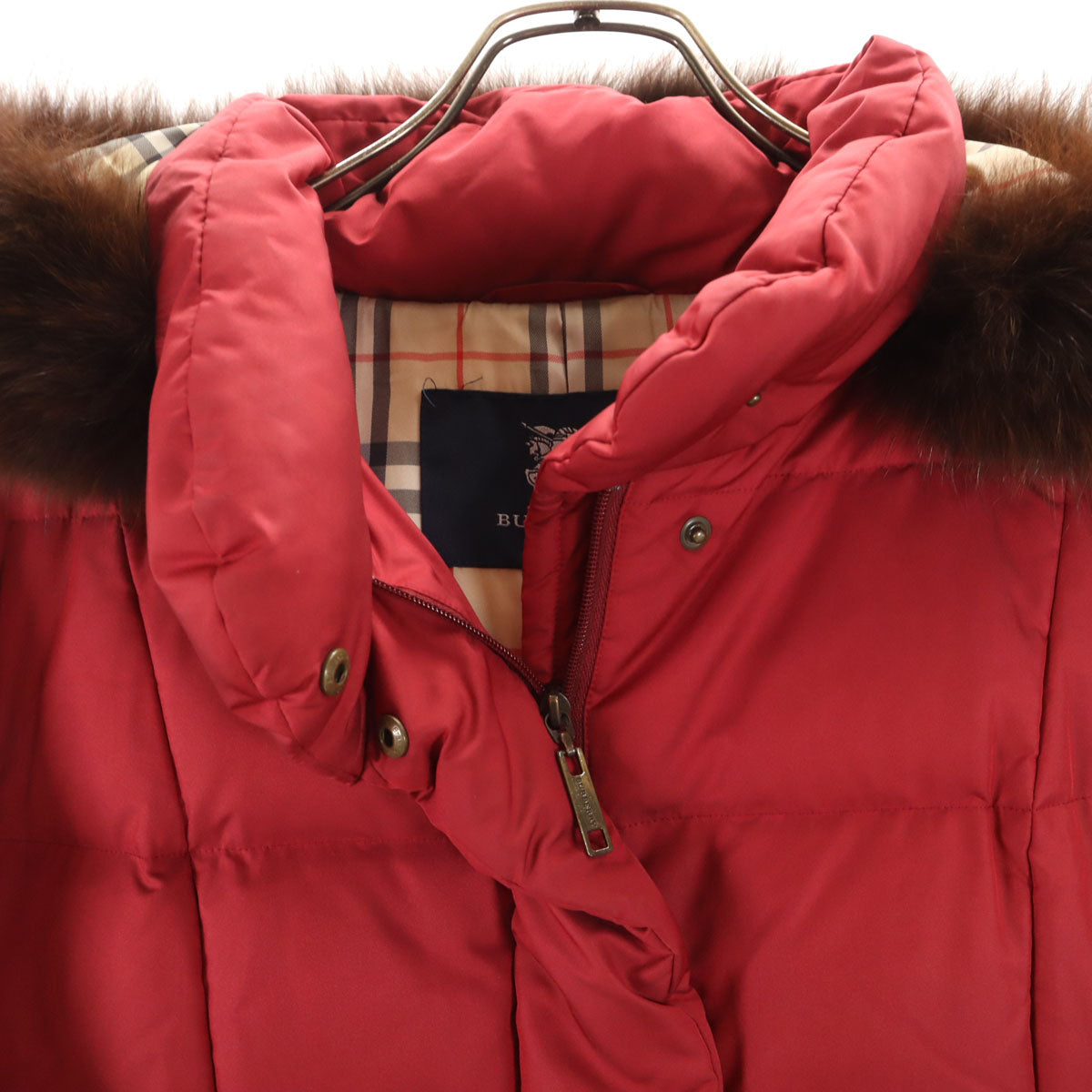BURBERRY LONDON バーバリーロンドン ダウンジャケット 9 レッド フォックスファー付き 三陽商会 レディース