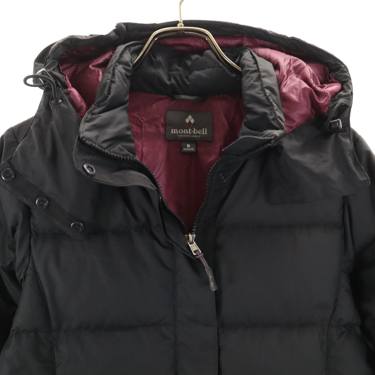 mont-bell モンベル トラベル ダウンパーカー S ブラック 収納袋付き レディース