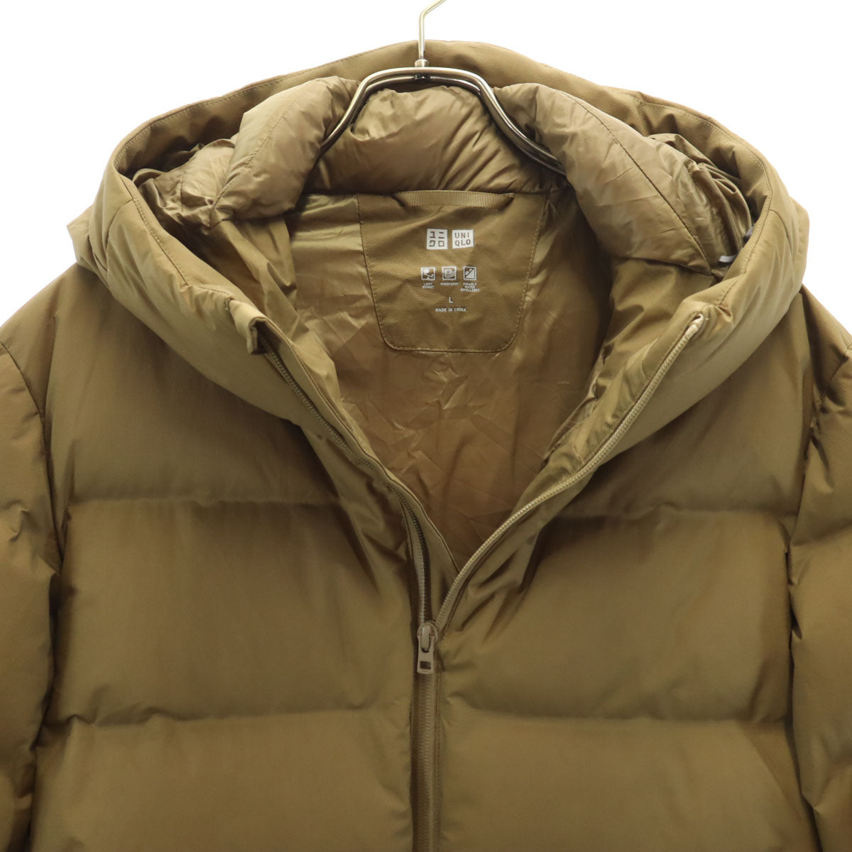 美品 UNIQLO ユニクロ シームレス ダウンパーカー L ブラウン系 メンズ