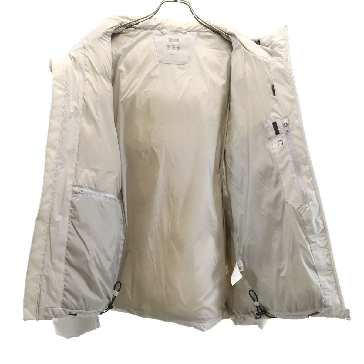 美品 UNIQLO ユニクロ シームレス ダウンパーカー L ライトグレー メンズ
