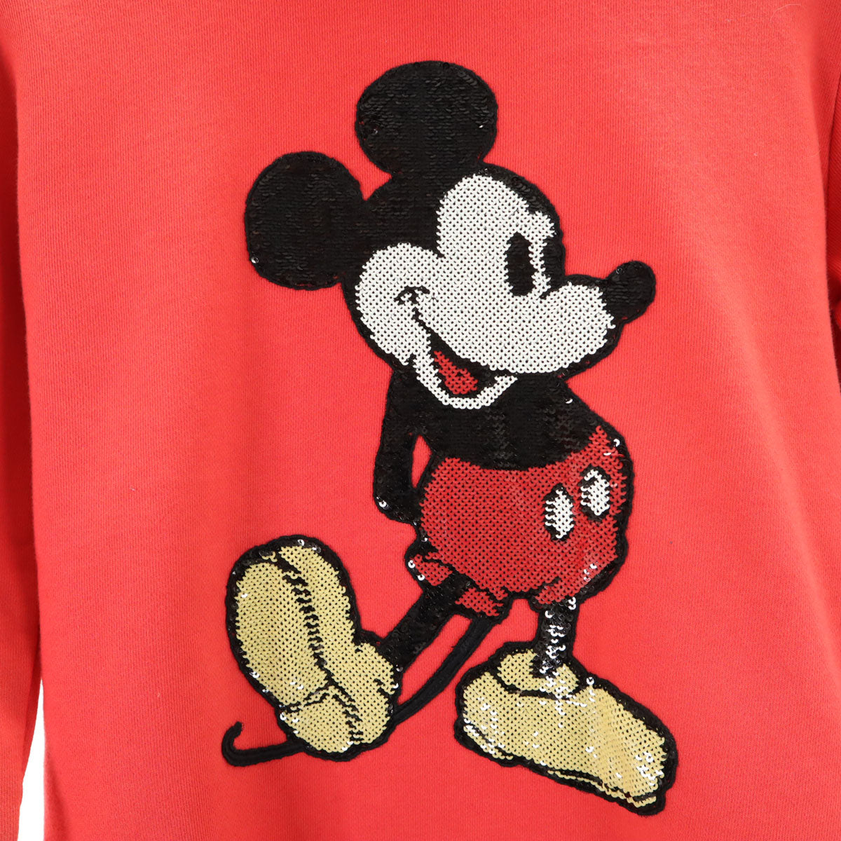 未使用 MARC JACOBS マークジェイコブス イタリア製 スパンコール ミッキーマウス 長袖 スウェット トレーナー XS レッド レディース