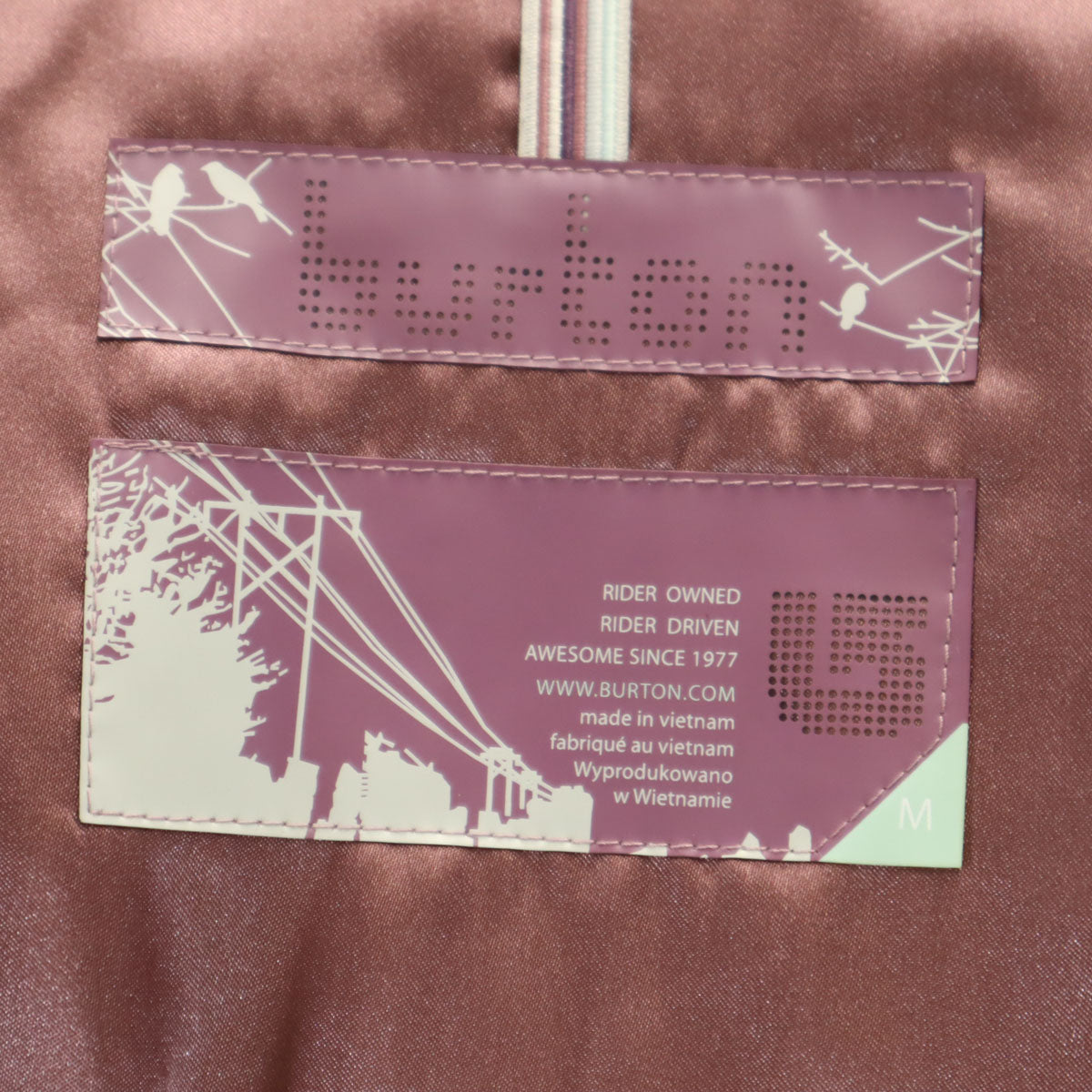 美品 BURTON バートン スノーボード 中綿ジャケット M パープル系 メンズ