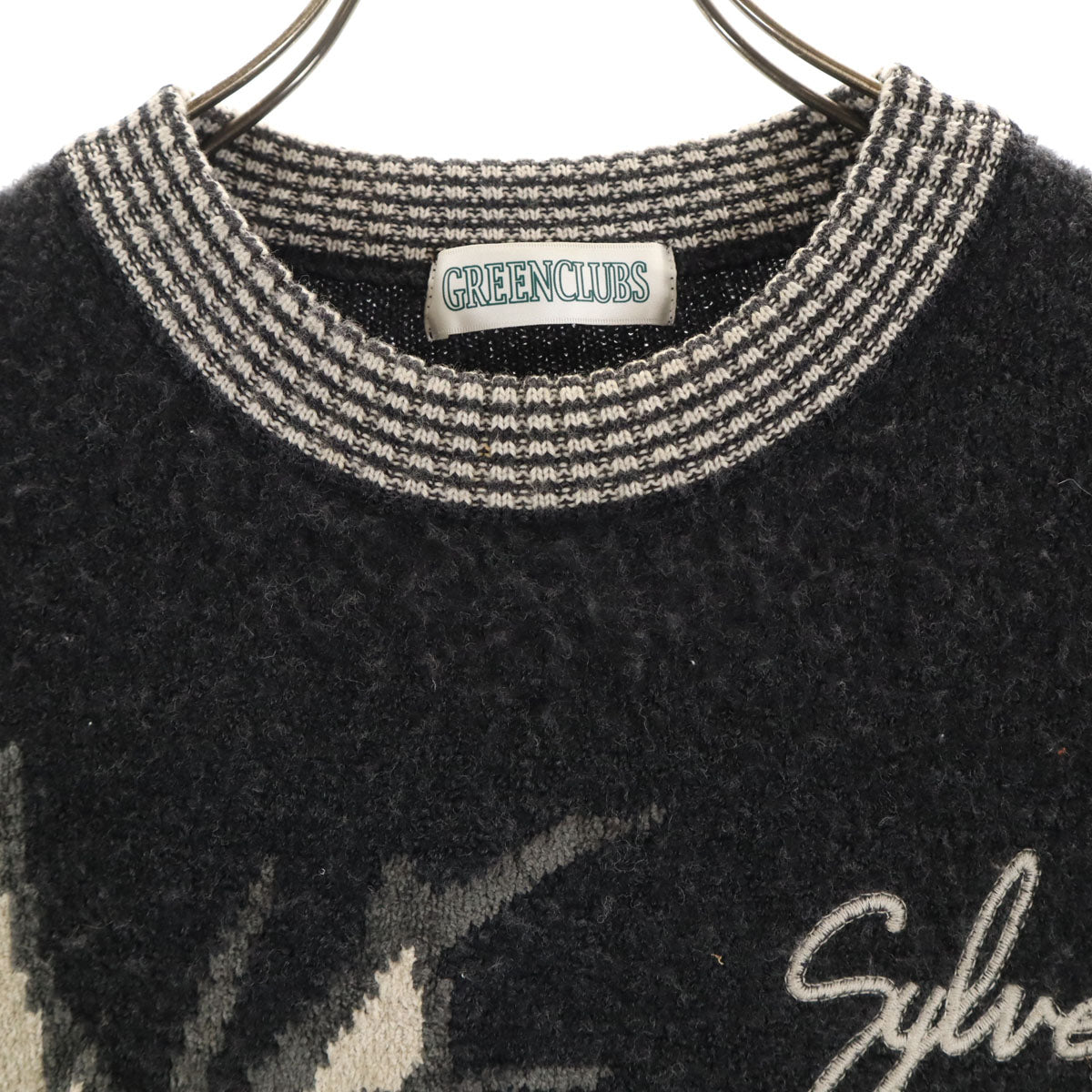 GREENCLUBS グリーンクラブ 日本製 ウールブレンド ワーナーブラザーズ シルベスターアンドトゥイーティー 長袖 セーター グレー系 メンズ