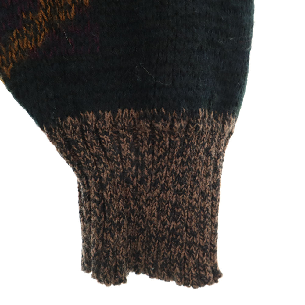 URBAN WORKS 80s 90s 韓国製 オールド 総柄 長袖 アクリル セーター L ブラウン系 ニット メンズ