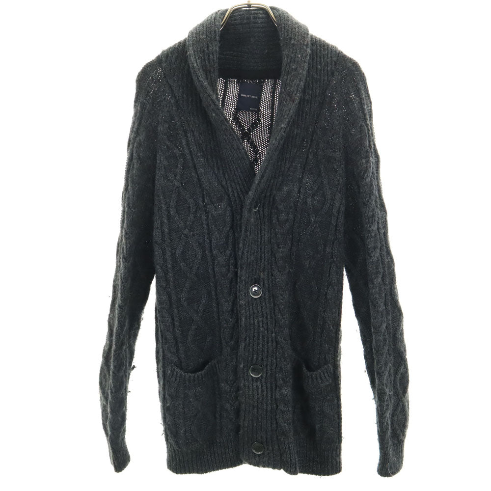 SHIPS JET BLUE シップスジェットブルー ウールブレンド 長袖 ショールカラー ニットカーディガン M グレー メンズ