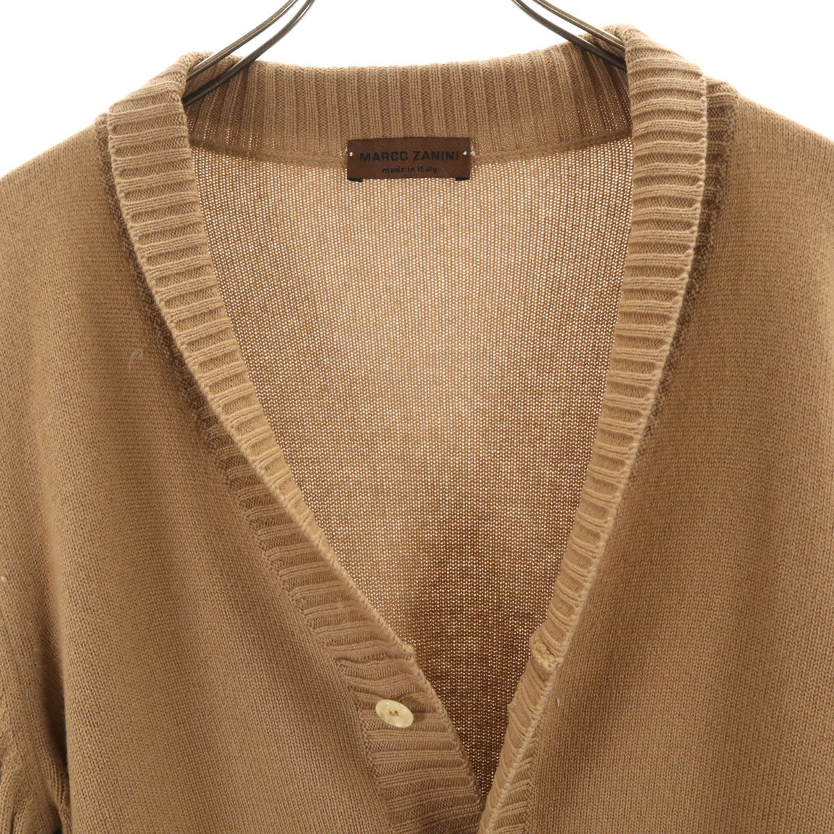 美品 MARCO ZANINI マルコザニーニ イタリア製 長袖 ニットカーディガン 48 ベージュ メンズ