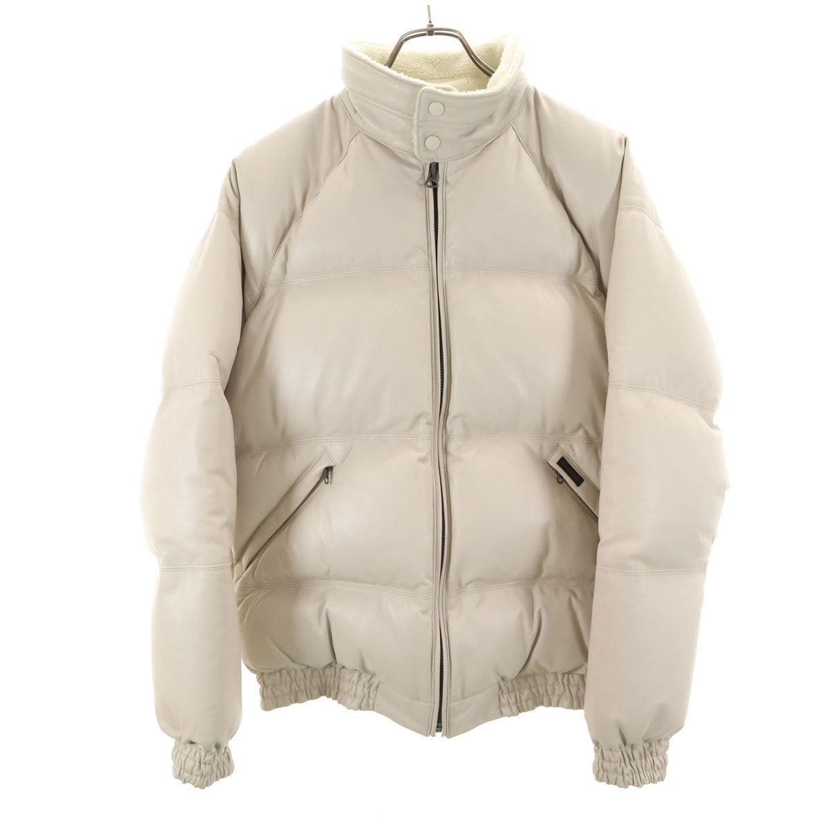 HYSTERIC GLAMOUR ヒステリックグラマー バックロゴ 羊革レザー ダウンジャケット L アイボリー メンズ