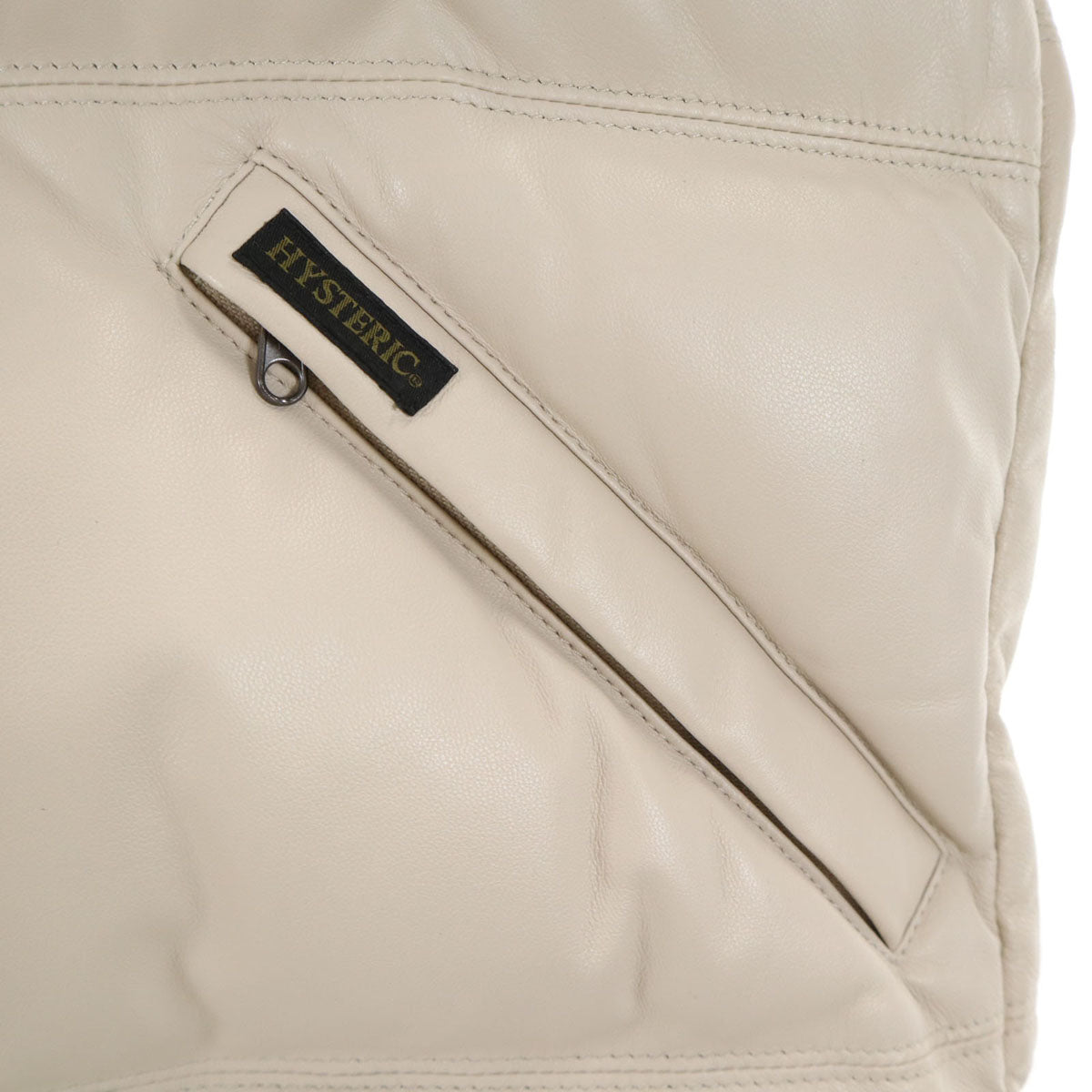 HYSTERIC GLAMOUR ヒステリックグラマー バックロゴ 羊革レザー ダウンジャケット L アイボリー メンズ