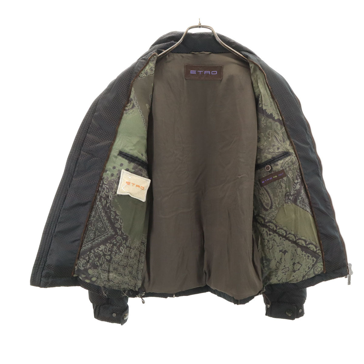 ETRO エトロ イタリア製 ドット柄 ダウンジャケット XS ブラック メンズ