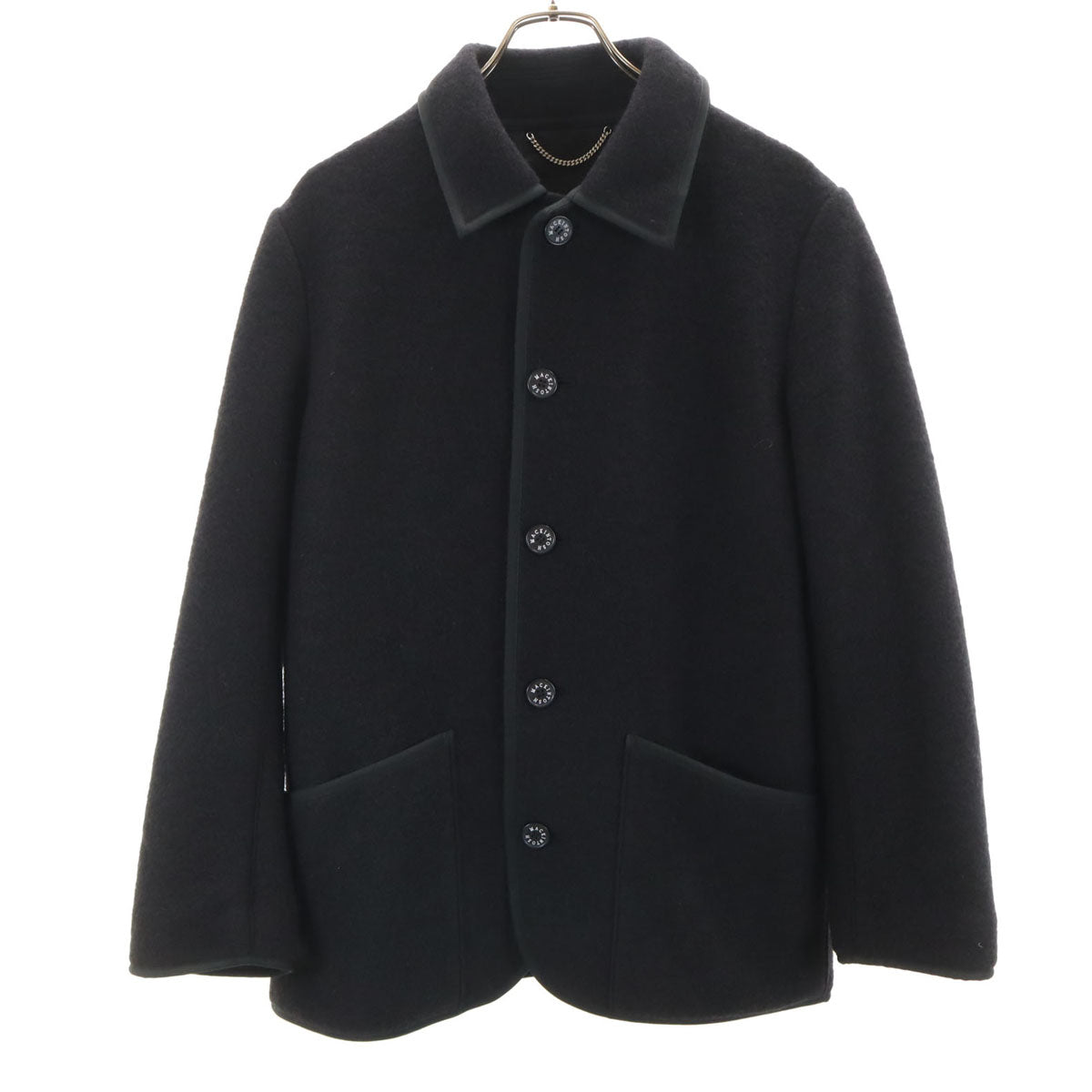 美品 MACKINTOSH LONDON マッキントッシュロンドン LANIFICIO ROMA社 スライバージャージー ブルゾン 38 ブラック ジャケット メンズ