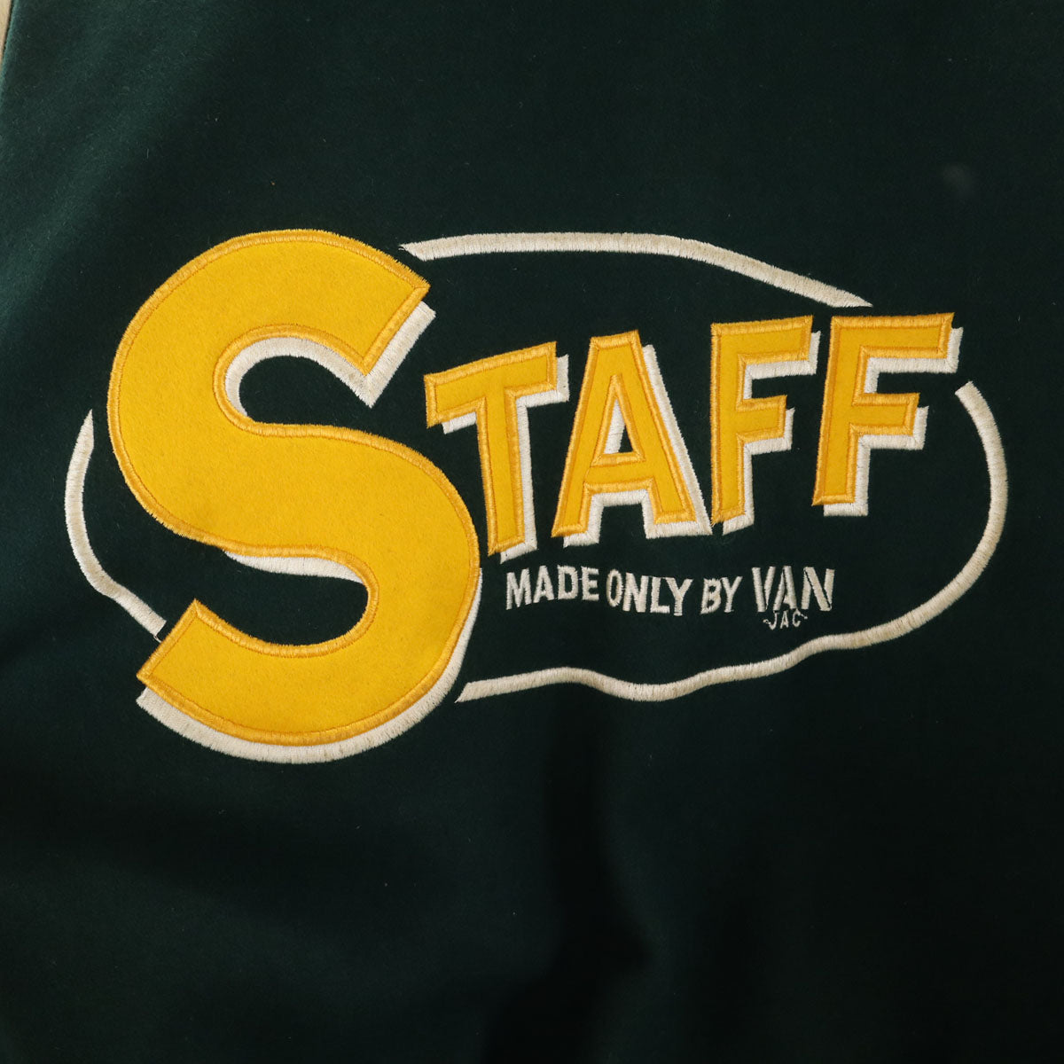 VAN JACKET ヴァンヂャケット レタードワッペン 牛革レザー切替 スタジャン BIG ONE 深緑 中綿 ジャケット メンズ