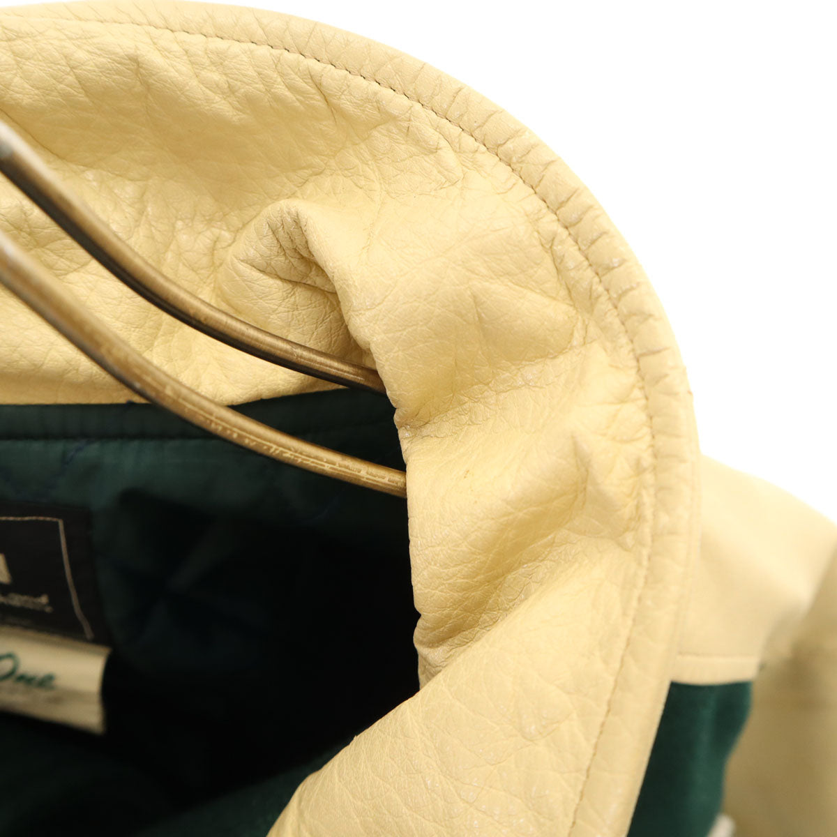 VAN JACKET ヴァンヂャケット レタードワッペン 牛革レザー切替 スタジャン BIG ONE 深緑 中綿 ジャケット メンズ