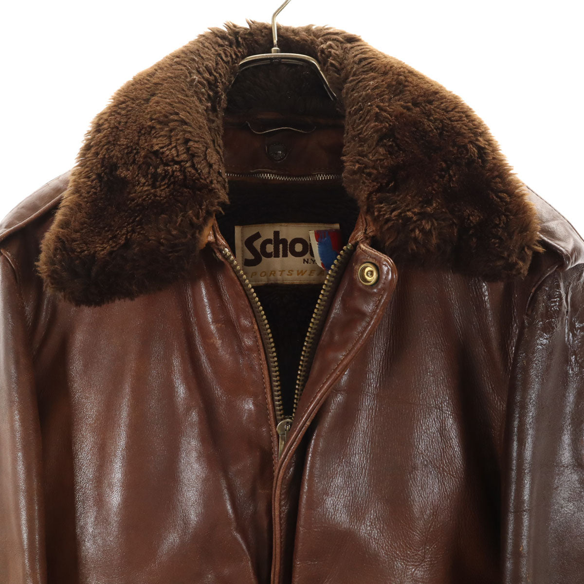 schott ショット 80s USA製 134SM ヴィンテージ A-2 レザー フライトジャケット 42 ブラウン ライナー付き メンズ