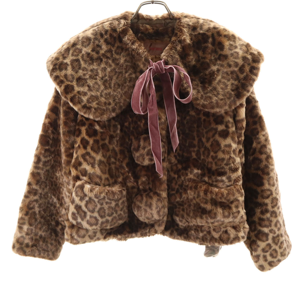 未使用 PINK HOUSE ピンクハウス レオパード フェイクファー 中綿ジャケット M ブラウン ヒョウ柄 レディース