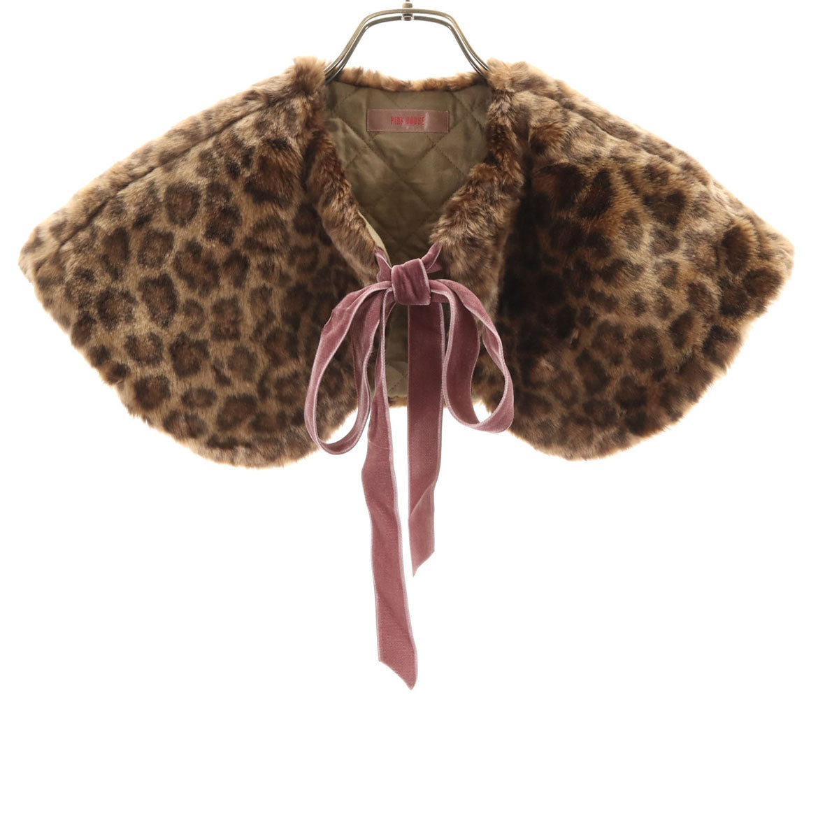 未使用 PINK HOUSE ピンクハウス レオパード フェイクファー 中綿ジャケット M ブラウン ヒョウ柄 レディース