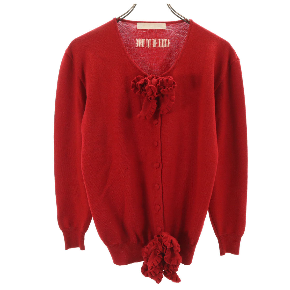 PINK HOUSE ピンクハウス ウール 長袖 ニットカーディガン レッド レディース