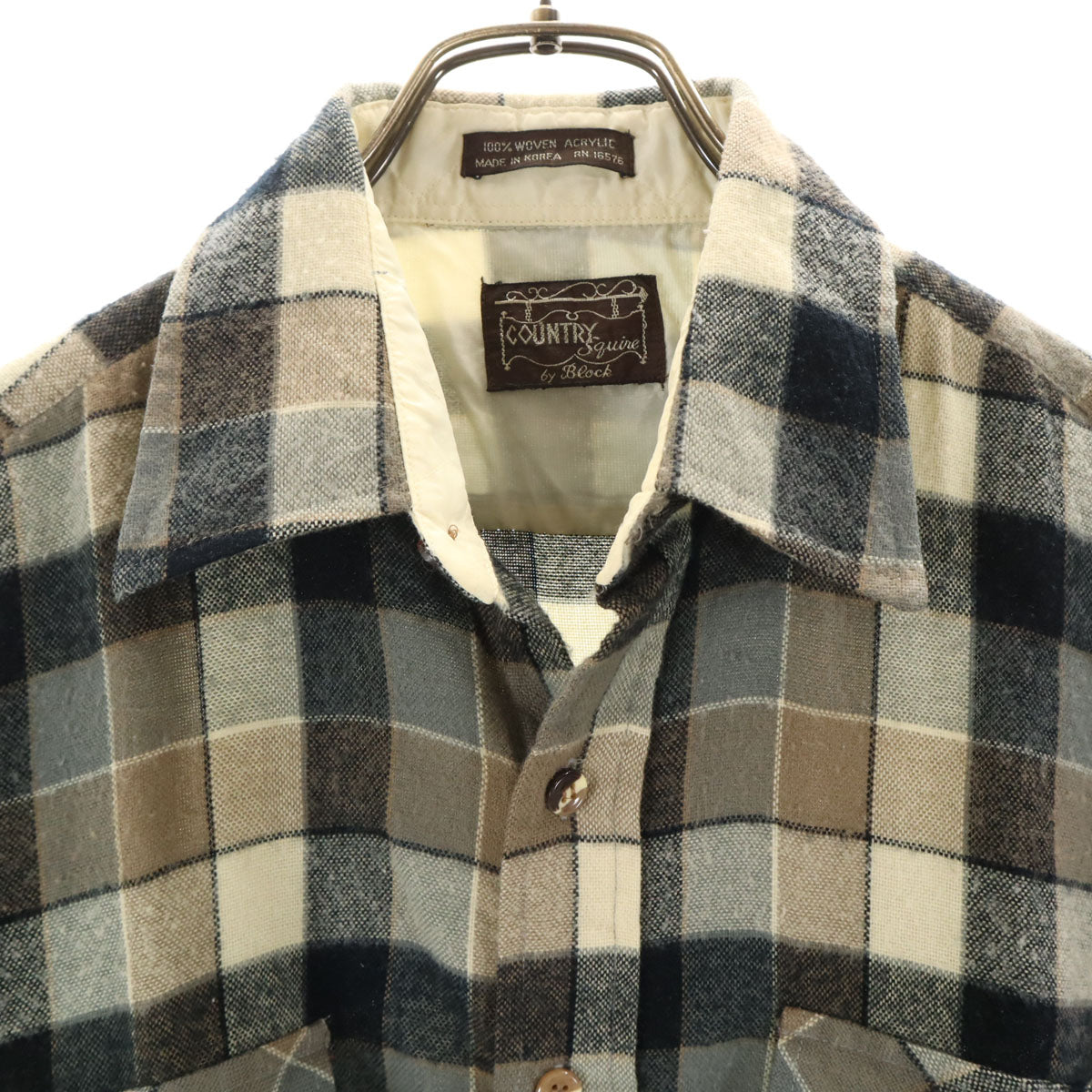 COUNTRY Squire byBlock 80s ヴィンテージ チェック 長袖 シャツ グレー系 メンズ