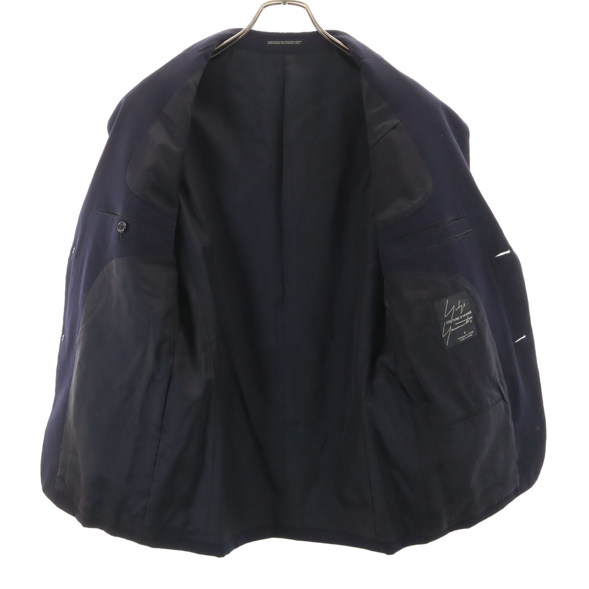 美品 Yohji Yamamoto COSTUME D'HOMME ヨウジヤマモト コスチュームドオム 日本製 ウール テーラードジャケット 2 ネイビー メンズ