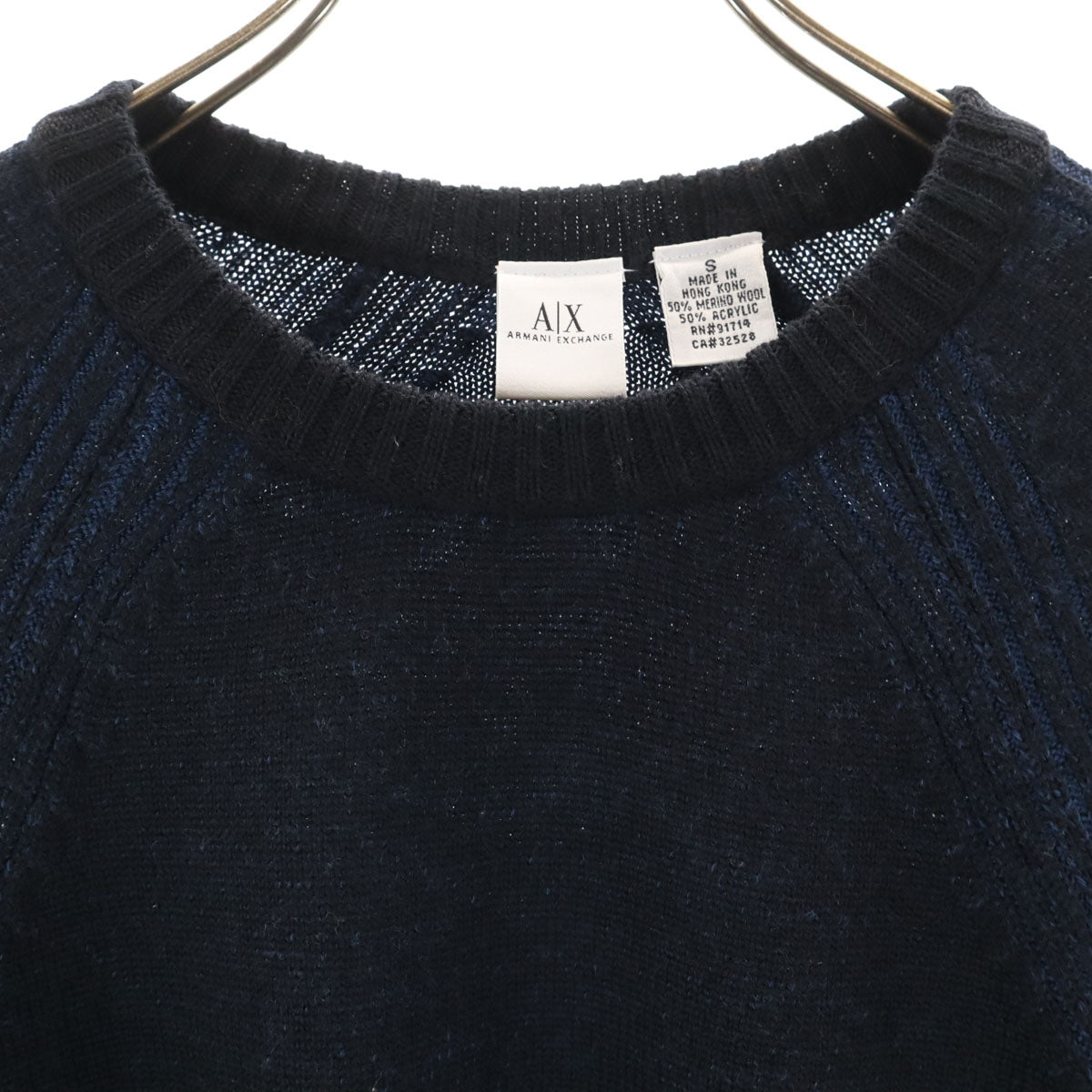 美品 ARMANI EXCHANGE アルマーニエクスチェンジ 90s オールド 長袖 セーター S ネイビー ニット メンズ
