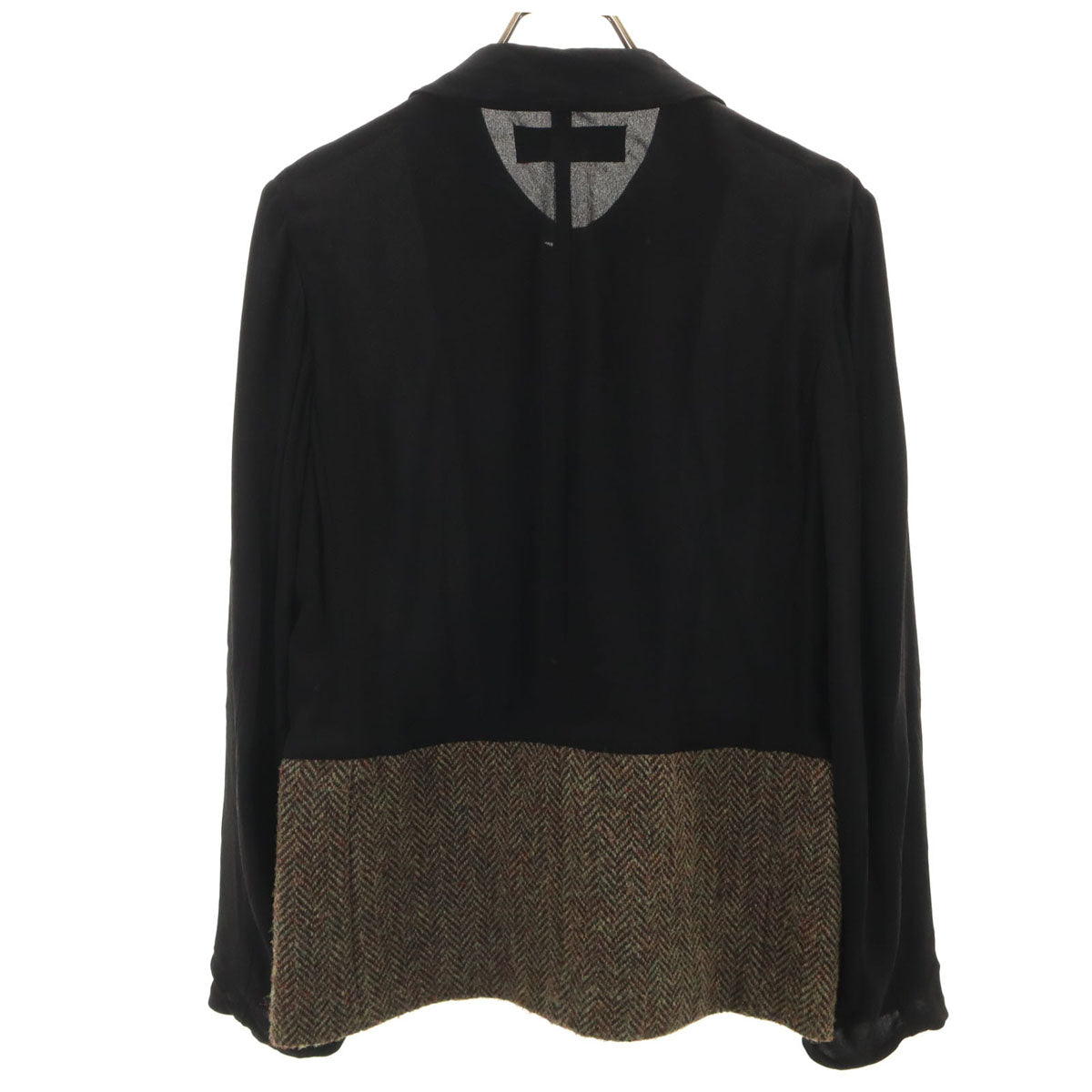 tricot COMME des GARCONS トリココムデギャルソン 2000年 00s 日本製 長袖 ツイード切替 ブラウス ブラック シャツ レディース