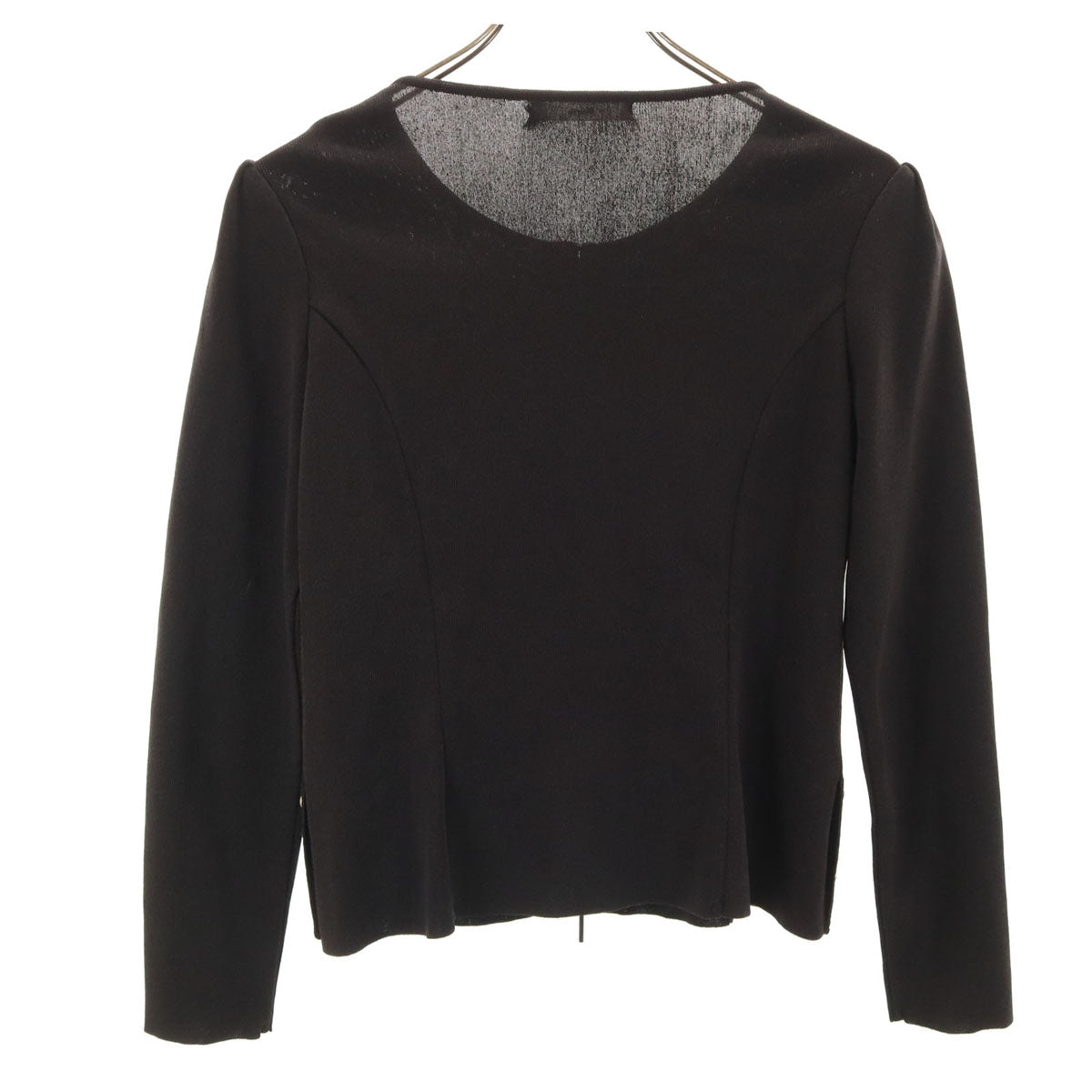 Rene ルネ 日本製 長袖 フルジップ ニットカーディガン 38 チャコール レディース