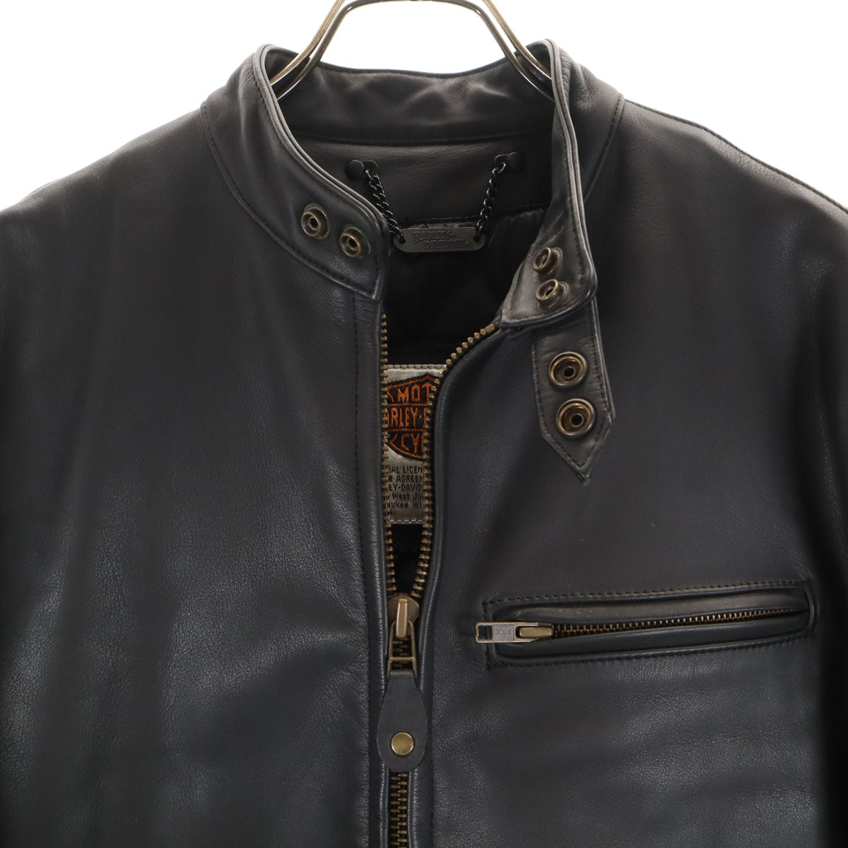 HARLEY DAVIDSON ハーレーダビッドソン 本革レザー ライダースジャケット 36 ブラック シングル メンズ