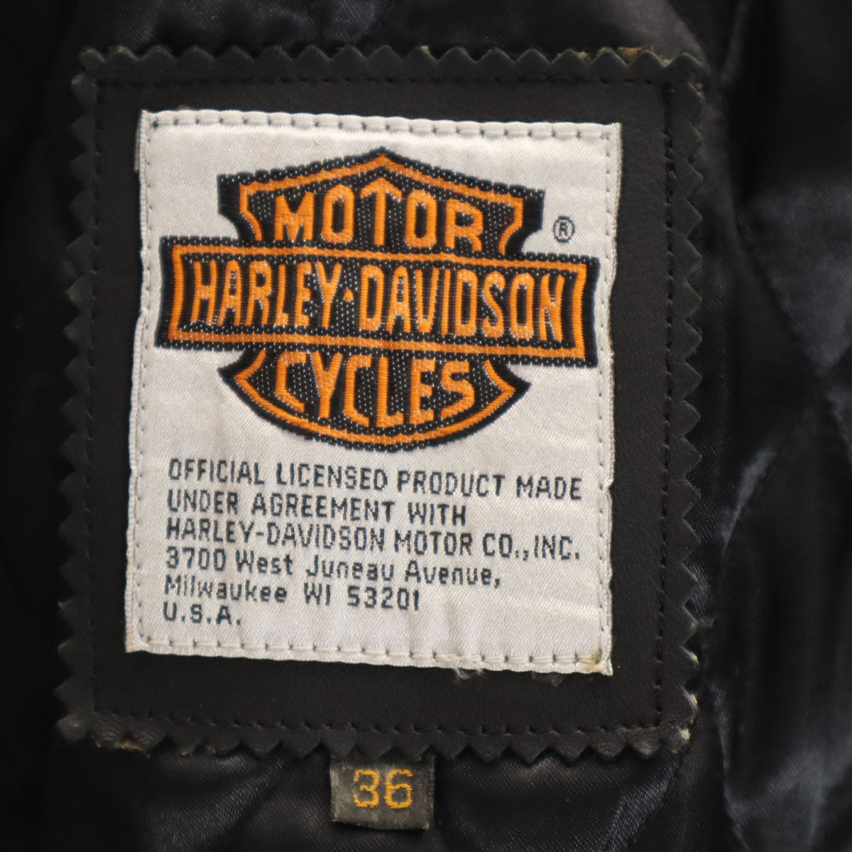 HARLEY DAVIDSON ハーレーダビッドソン 本革レザー ライダースジャケット 36 ブラック シングル メンズ