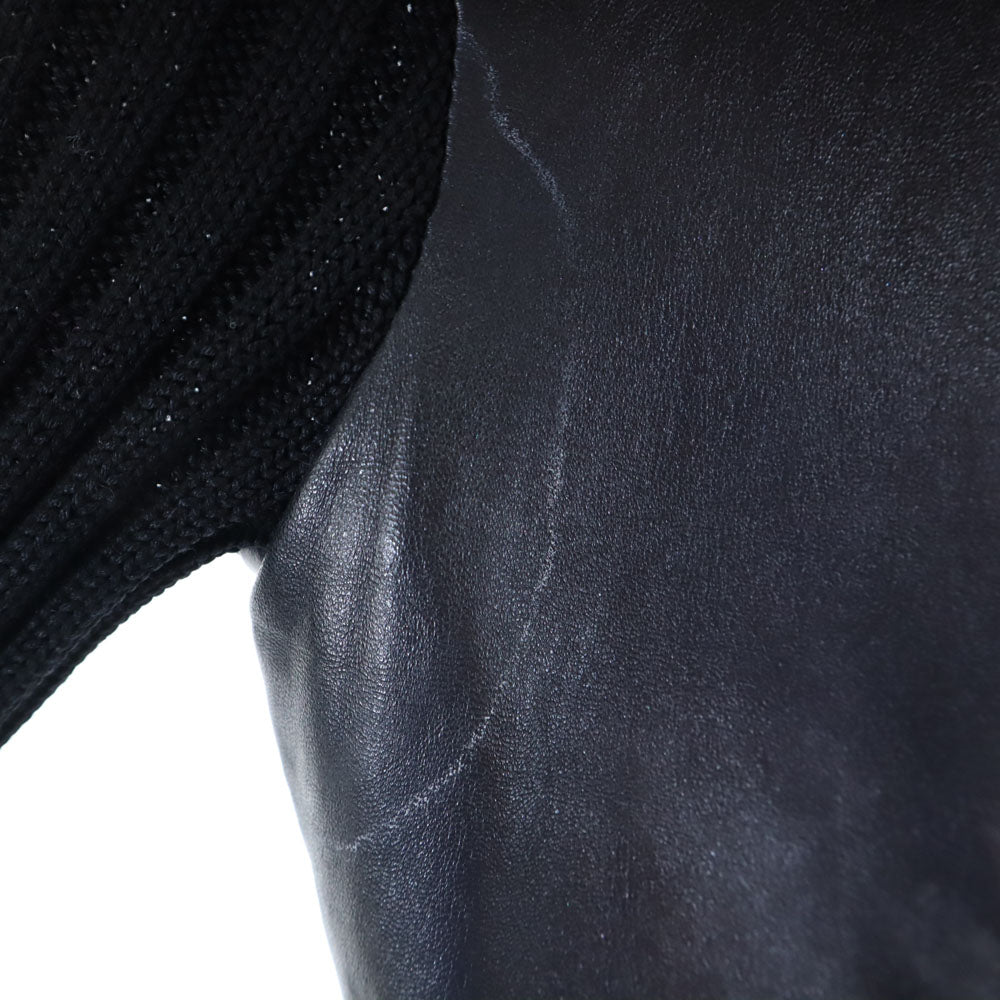 BCBGMAXAZRIA ビーシービージーマックスアズリア ウールブレンド ニット切替 シープスキン レザージャケット S 黒 レディース