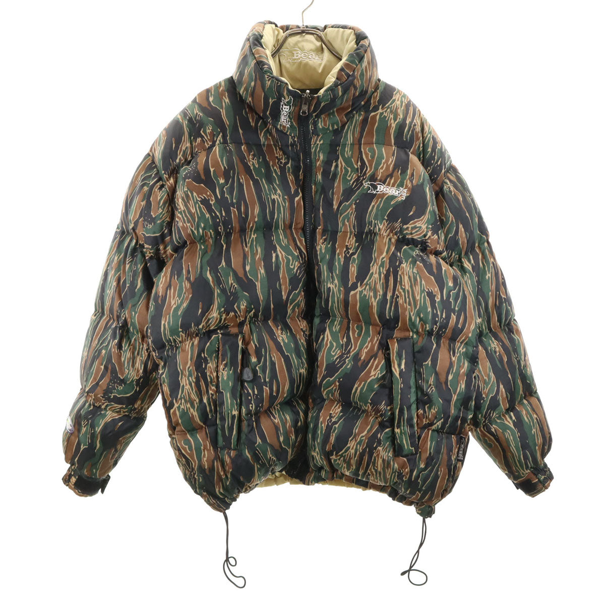 Bear USA ベアーユーエスエー カモフラ ダウンジャケット L カーキ リバーシブル レディース
