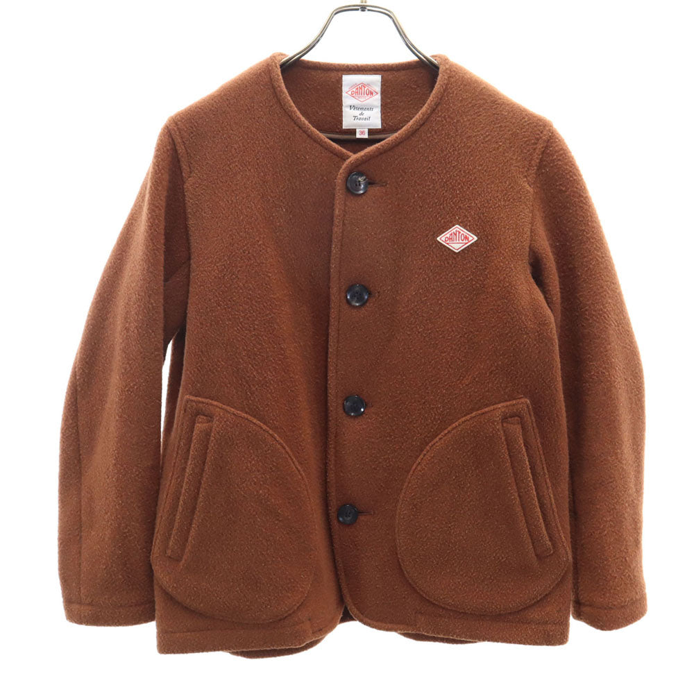 Danton ダントン ウールブレンド 日本製 ノーカラージャケット 36 ブラウン系 レディース