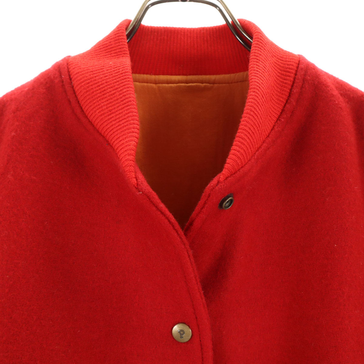 PINK HOUSE ピンクハウス ワッペン 牛革レザー切替 スタジャン レッド ジャケット レディース