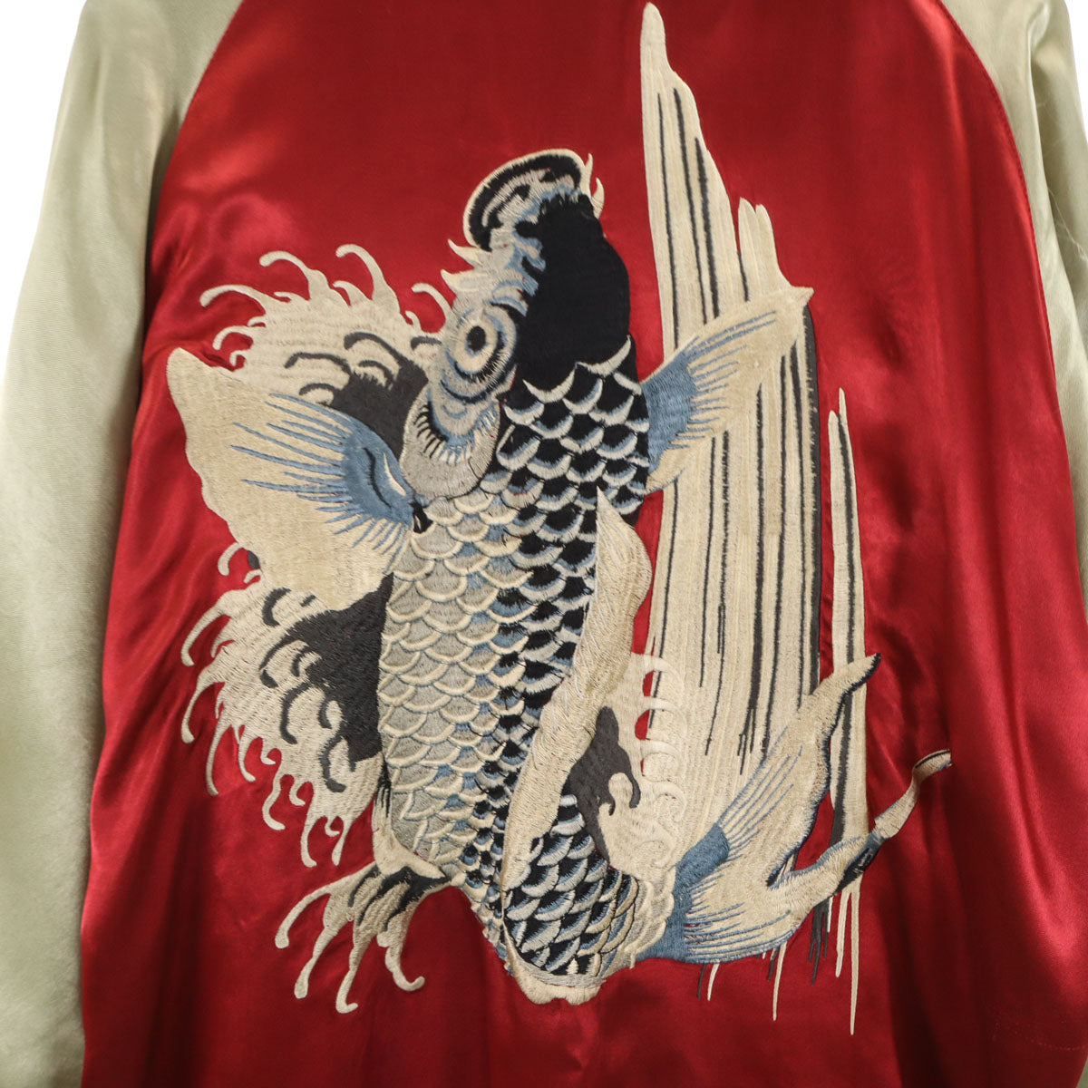 美品 花旅楽団 リバーシブル 鯉刺繍 スカジャン XL レッド系 メンズ