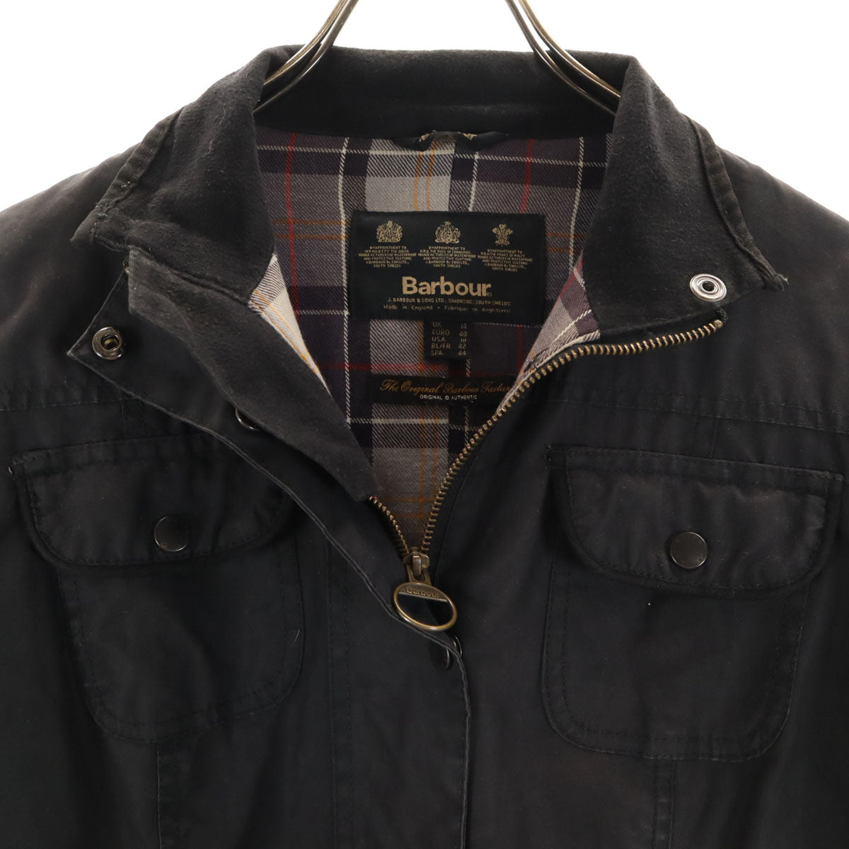Barbour バブアー 英国製 3ワラント SMU UTILITY オイルドジャケット 14 ブラック ワックス レディース