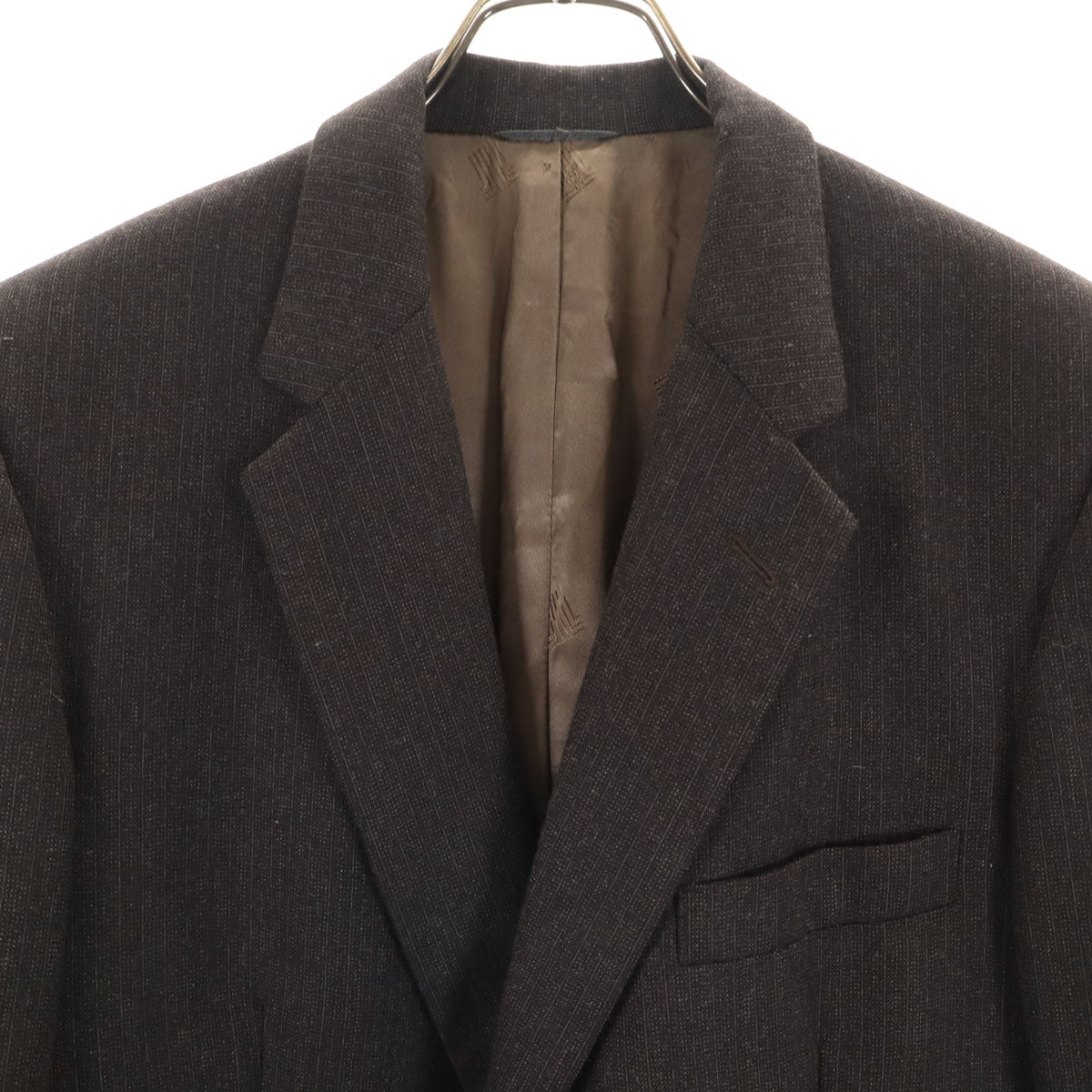 美品 LANVIN ランバン 80s 90s オールド ストライプ柄 テーラードジャケット 42 ブラウン系 メンズ