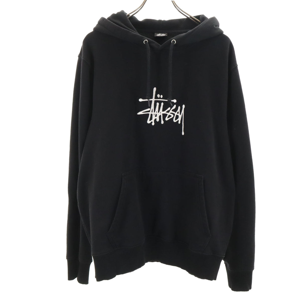 美品 STUSSY ステューシー 長袖 スウェットパーカー L ブラック 裏起毛 メンズ