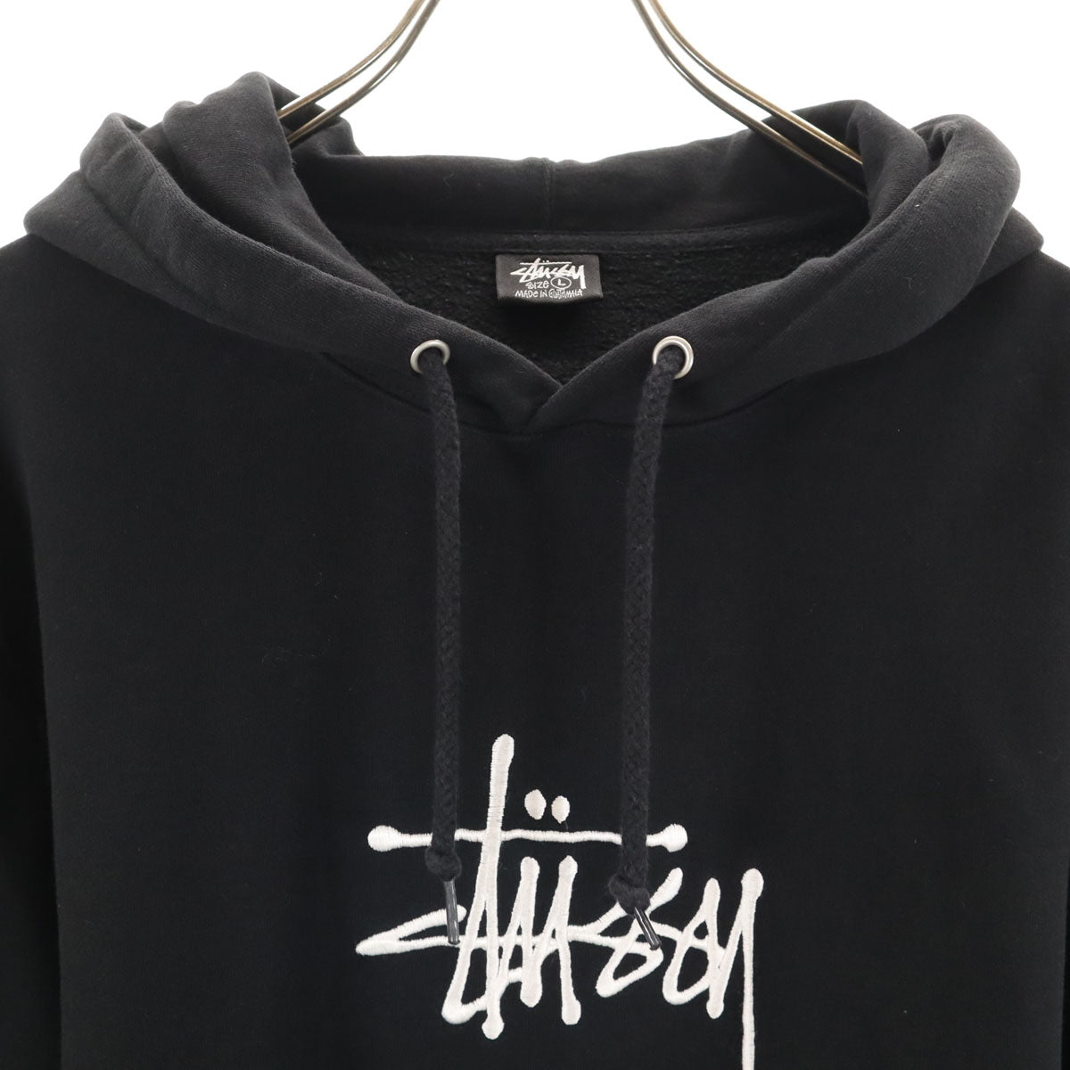 美品 STUSSY ステューシー 長袖 スウェットパーカー L ブラック 裏起毛 メンズ