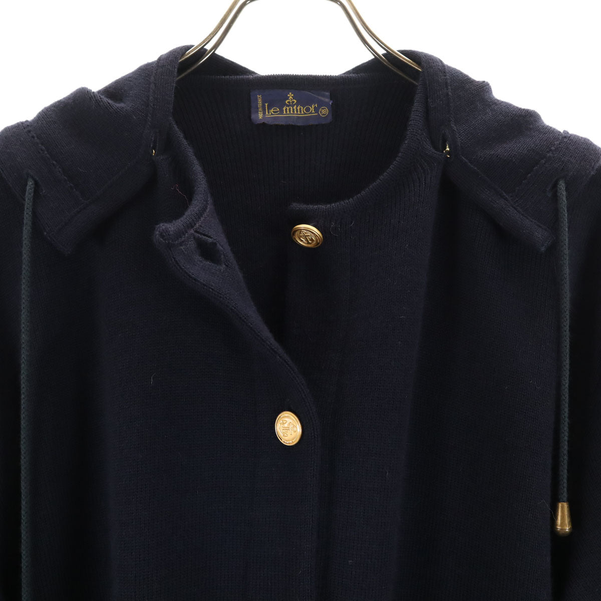 Le Minor ルミノア 90s フランス製 オールド ニットカーディガン 38 ネイビー レディース