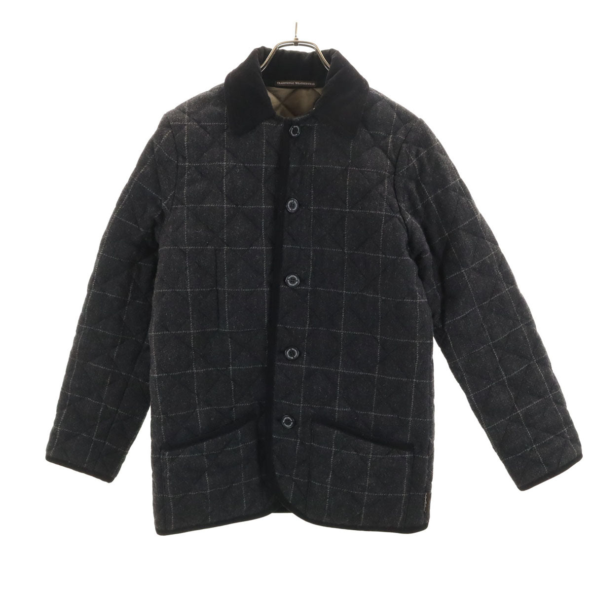 TRADITIONAL WEATHER WEAR トラディショナル ウェザーウェア ウールブレンド キルティングジャケット 36 グレー レディース
