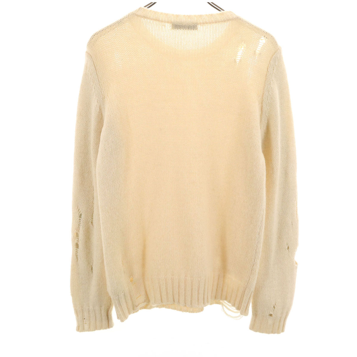 DIESEL ディーゼル イタリア製 アルパカブレンド 長袖 ダメージ加工 セーター オフホワイト ニット メンズ