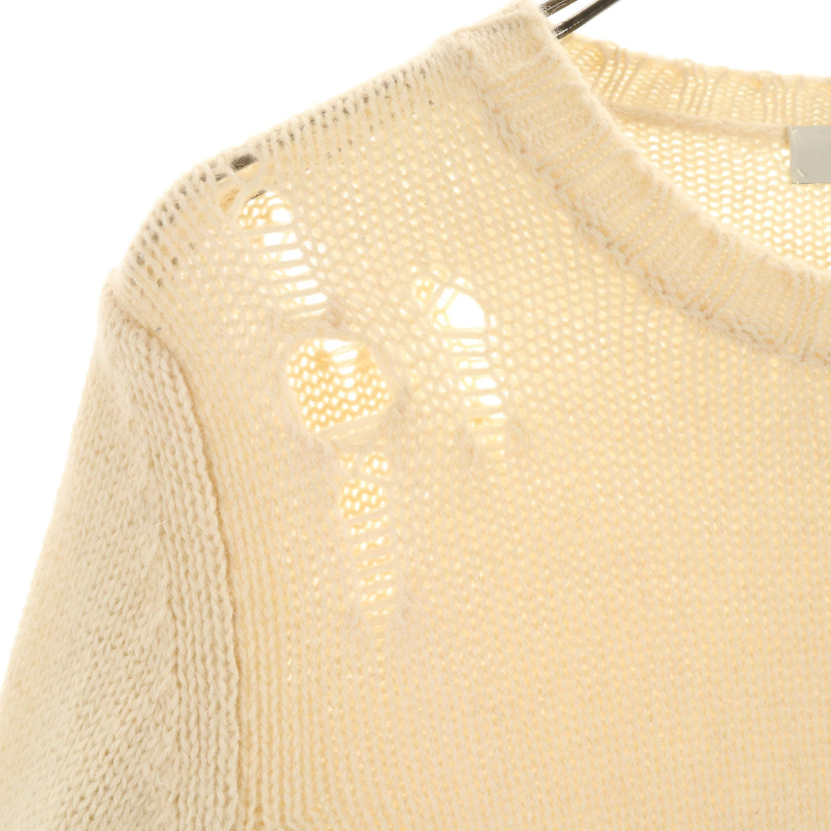 DIESEL ディーゼル イタリア製 アルパカブレンド 長袖 ダメージ加工 セーター オフホワイト ニット メンズ